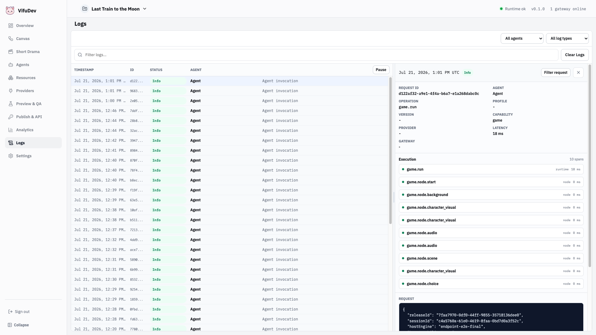 Inspect the endpoint trace and Agent effect spans